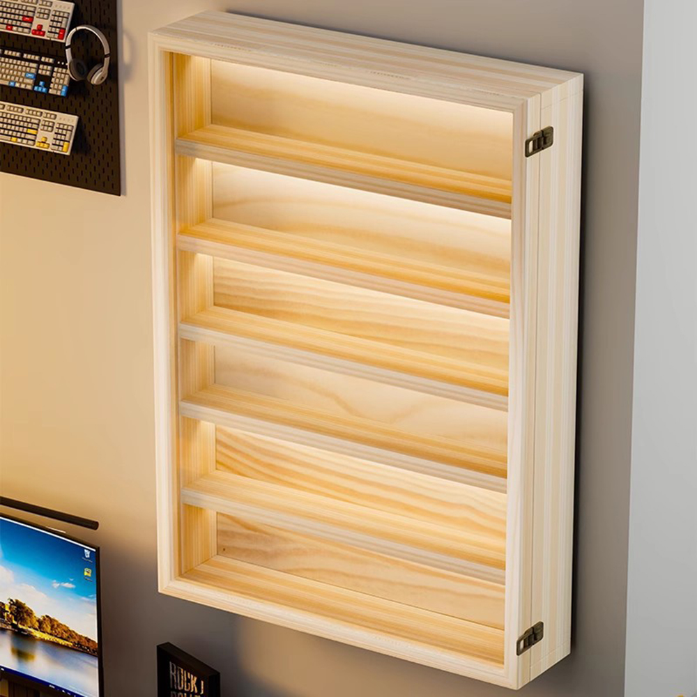 Pop Display Shelf - 6‑Tier Wall Mounted Wooden Display Cabinet